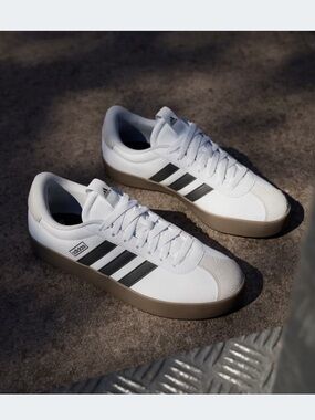 adidas new VL Court 3.0 White, Black & Rubber Low-Top Sneakers (in original box)